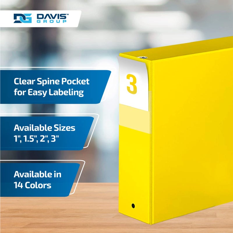 Davis Group Premium Economy 6-Pack 3-Ring Binders for School or Office, Round-Ring Binders, 3 Inch, Yellow - Image 4